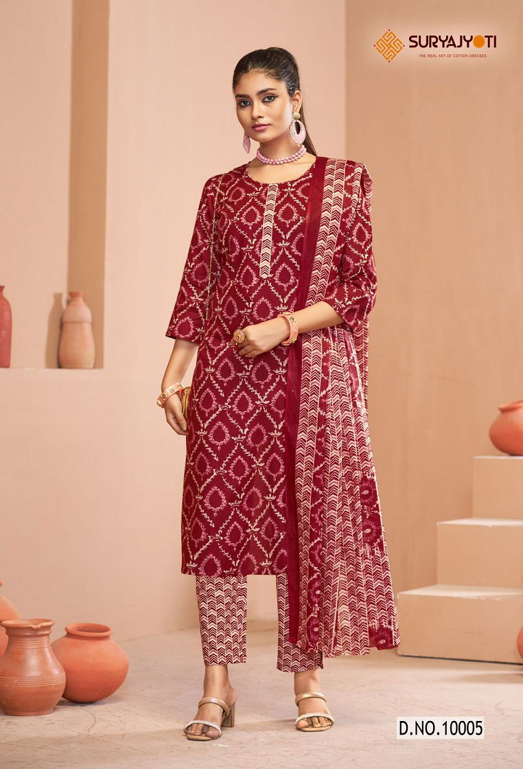 Preyasi Vol 10 By Suryajyoti Printed Cotton Kurti With Bottom Dupatta Wholesale Suppliers In Mumbai
